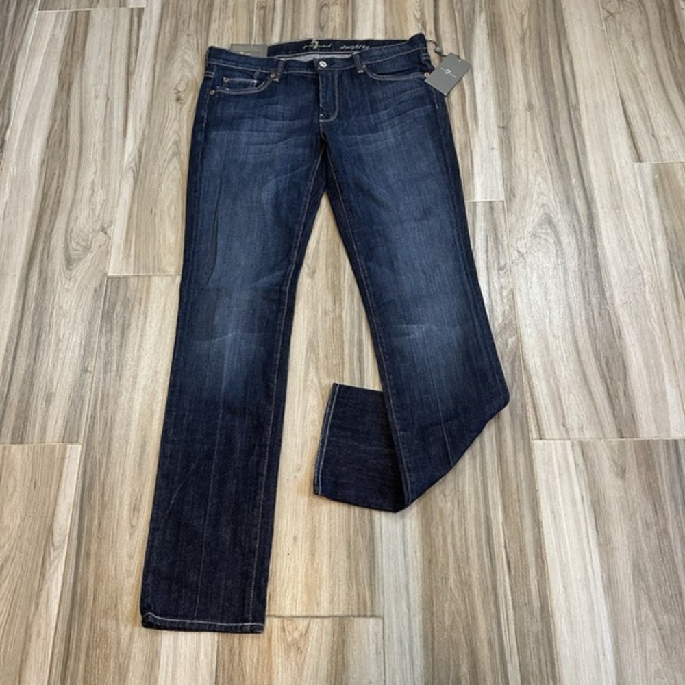 NWT Seven 7 For‎ All Mankind Jeans 32 Dark Wash Blue Straight Leg Denim Classic